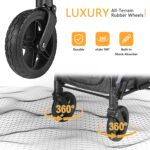 Elite Pro All-Terrain 4 Seater Wagon Stroller for Kids - Heavy-Duty 300lb Capacity,One-Hand Fold Design,High Seats with 5-Point Harness,Adjustable Canopy and Handlebars,Light Grey