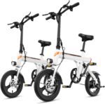 Jasion EB3 Electric Bike Adults 21mph,500W Peak Motor,270Wh Battery,Rear Suspension,3 Levels Assist,14" Folding Ebike for Adults and Teens,Complies to UL2849