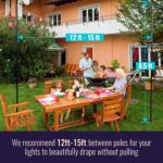 String Light Poles for Outdoors 2 x 9ft Twist Connection Pole to Stay Straight Strong for LED Hanging Solar Bulbs for House Garden Patio Wedding Cafe Party