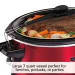 Hamilton Beach 7 Quart Stay or Go Programmable Slow Cooker with Party Dipper,Red,33478