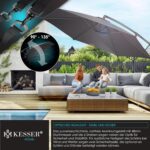 KESSER? Aluminium Cantilever Parasol + Cover Diameter 350 cm and Crank Device Crank Umbrella with Stand UV Protection Aluminium Water-Repellent Canopy 360?? Function Garden Umbrella Market Umbrella