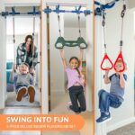 6 Piece Indoor Doorway Gym Set for Kids ÿ Indoor Swing for Kids Includes Kids Swing Chair,Rings,Hanging Trapeze,Ladder,Swinging Rope & Pullup Bar