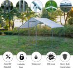 Phonjoroo Large Walk-in Metal Chicken Coop Poultry Cage Hen House Chicken House for Farm Up to 12 Chickens 10?? L x 6.6?? W x 6.6?? H w/Chicken Run Cover for Farm Home use (79.2'' H x 79.2'' W x 120'' D)