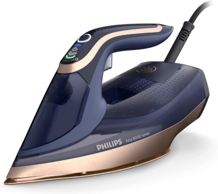 Philips Azur 8000 Series Steam Iron - 85 g/min of Continuous Steam,260g Turbo Steam Boost,3000 W,OptimalTEMP Technology,SteamGlide Elite Soleplate,Dark Blue (DST8050/26)