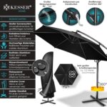 KESSER? Aluminium Cantilever Parasol + Cover Diameter 350 cm and Crank Device Crank Umbrella with Stand UV Protection Aluminium Water-Repellent Canopy 360?? Function Garden Umbrella Market Umbrella