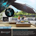 KESSER? Aluminium Cantilever Parasol + Cover Diameter 350 cm and Crank Device Crank Umbrella with Stand UV Protection Aluminium Water-Repellent Canopy 360?? Function Garden Umbrella Market Umbrella