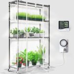 Barrina Mini Greenhouse with LED Grow Light 4-Tier Portable Metal Plant Stand