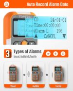 TOPTES 4 Gas Monitor Multi Gas Detector with Vibration,Visual and Audible Alarms