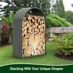 A ANLEOLIFE Galvanized Steel Firewood Storage Shed Outdoor Corrugated Metal Log Rack