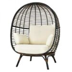 Oversized Outdoor Patio Rattan Egg Lounge Chair with 4 Cushions