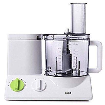 Braun FP3020 12 Cup Food Processor Ultra Quiet Powerful motor,includes 7 Attachment Blades Chopper and Citrus Juicer,Made in Europe with German Engineering