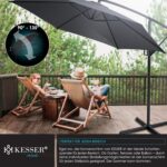 KESSER? Aluminium Cantilever Parasol + Cover Diameter 350 cm and Crank Device Crank Umbrella with Stand UV Protection Aluminium Water-Repellent Canopy 360?? Function Garden Umbrella Market Umbrella