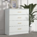 SEGMART White 4-Drawer Wood Dressers for Bedroom