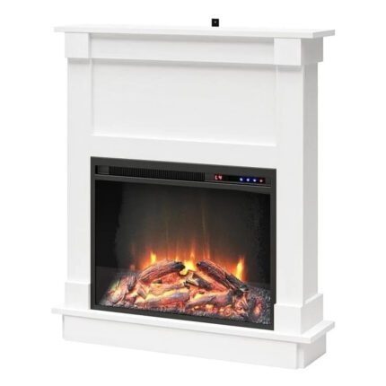 Ameriwood Home Ellsworth Fireplace with Mantel,White - Cozy Electric Heater
