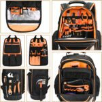LOKASS Tool Bag Backpack,Large,Black and Orange