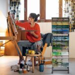 WISIMMALL Art Drying Rack,Paint Drying Rack with 27 Removable Shelves,Lockable Wheels