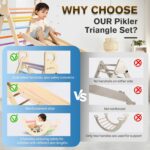 Pikler Triangle Set 7in1 Foldable Baby Climbing Toys Wooden Montessori Climbing Set with Arch&Ramp&Ladder Baby Climber Indoor Jungle Gyms for Toddlers Montessori Toys - Rainbow