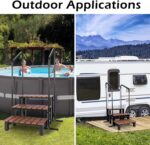 Hot tub Steps with handrails 550 LB Load Capacity above Ground Stairs Pool Steps Three Steps hot tub Steps with Railing RV Steps with Handrails Outdoor Spa Bathtub Step Ladder with Handrails