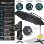 KESSER? Aluminium Cantilever Parasol + Cover Diameter 350 cm and Crank Device Crank Umbrella with Stand UV Protection Aluminium Water-Repellent Canopy 360?? Function Garden Umbrella Market Umbrella