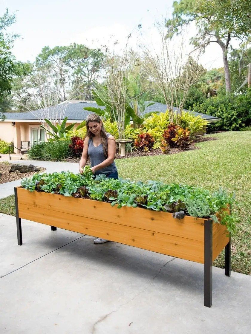 EcoStained Self-Watering Raised Planter Box with Aluminum Legs,Cedar/Cypress,96 x24 x29 EcoStained Self-Watering Raised Planter Box with Aluminum Legs,Cedar/Cypress,96 x24 x29