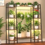 BACEKOLL Plant Stand Indoor with Grow Lights,6 Tiered Metal Plant Shelf