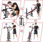 OPPSDECOR 6 in 1 Weight Bench Set with Squat Rack
