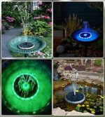 4W Solar Powered Bird Bath Fountains with 8 Nozzles