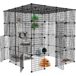 AOjingbei Large Cat Cage Enclosure Indoor Cat Playpen Metal Wire 4-Tier Kennels Crate Ideal