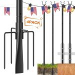 Addlon 4 Pack String Light Poles Pro,Aluminum Waterproof Harder 9FT Light Poles