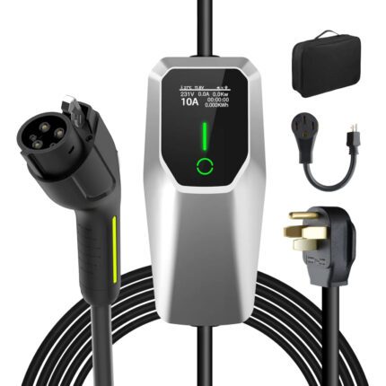 J Junsun Portable Level 1 and Level 2 EV Charger 240V 32A (7.68kw)