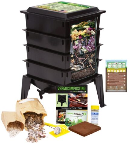 Worm Factory 360 Worm Composting Bin Bonus What Can Red Wigglers Eat Infographic Refrigerator Magnet Black ?C Vermicomposting Container System ?C Live Worm Farm Starter Kit for Kids Adults