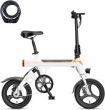 Jasion EB3 Electric Bike Adults 21mph,500W Peak Motor,270Wh Battery,Rear Suspension,3 Levels Assist,14" Folding Ebike for Adults and Teens,Complies to UL2849