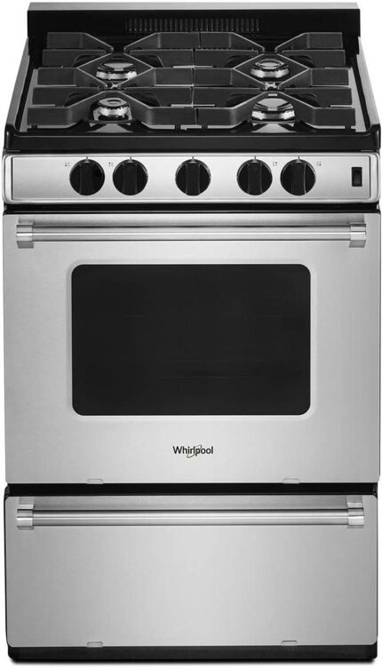 Whirlpool 24??? Stainless Steel Freestanding Gas Range with Sealed Burners ?C ADA Compliant
