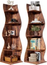 LITTLE TREE Small Corner Shelf,Modern 5-Tier Wall Corner Bookshelf