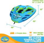 Big Glider Towable,Inflatable Water Tube for 4,Boating Tube for Lake,Beach,River,Snow Watersports Towables has Dual Boston Valve for Quick Inflation,Deflation ?C 4 Man Toys Floats