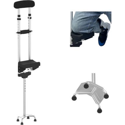 Support Way Under Arm Aluminum Pain Free Knee Crutch with Widened Base