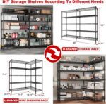 REIBII 69" W Storage Shelves Heavy Duty Load 1600LB,Garage Shelving 5-Tier Wire Shelving
