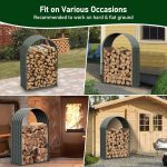 A ANLEOLIFE Galvanized Steel Firewood Storage Shed Outdoor Corrugated Metal Log Rack