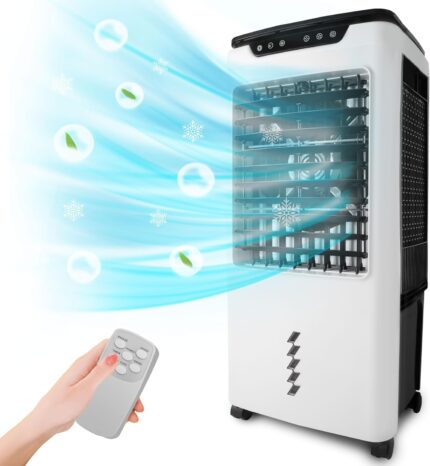 Powerful Swamp Cooler 5300 CFM,7 Gallons Water Tank,Portable Indoor Evaporative Air Cooler,Remote Included,Swing Mode,Modern Design,3 Speeds (LBW-6500RC)