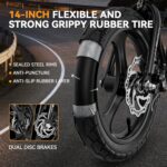 Jasion EB3 Electric Bike Adults 21mph,500W Peak Motor,270Wh Battery,Rear Suspension,3 Levels Assist,14" Folding Ebike for Adults and Teens,Complies to UL2849