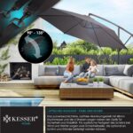 KESSER? Aluminium Cantilever Parasol + Cover Diameter 350 cm and Crank Device Crank Umbrella with Stand UV Protection Aluminium Water-Repellent Canopy 360?? Function Garden Umbrella Market Umbrella