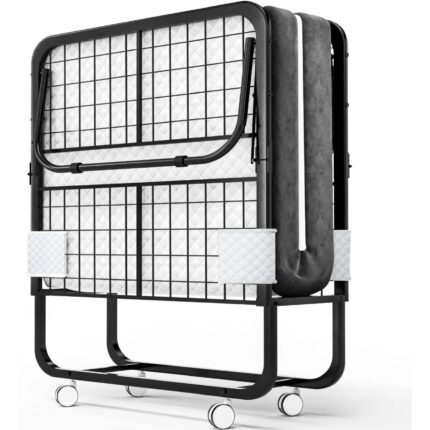 EconoHome Folding Bed with Mattress - Portable Foldable Roll Away Adult Bed for Guest