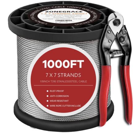 ZONEGRACE 1000FT 1/8 Stainless Steel Cable for Deck Cable Railing System