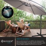 KESSER? Aluminium Cantilever Parasol + Cover Diameter 350 cm and Crank Device Crank Umbrella with Stand UV Protection Aluminium Water-Repellent Canopy 360?? Function Garden Umbrella Market Umbrella
