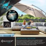 KESSER? Aluminium Cantilever Parasol + Cover Diameter 350 cm and Crank Device Crank Umbrella with Stand UV Protection Aluminium Water-Repellent Canopy 360?? Function Garden Umbrella Market Umbrella