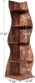 LITTLE TREE Small Corner Shelf,Modern 5-Tier Wall Corner Bookshelf