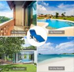 4Fold Outdoor Folding Chaise Lounge Chair for Beach,Sunbathing,Patio,Pool,Lawn,Deck,Portable Lightweight HeavyDuty Adjustable Camping Reclining Chair with Pillow,Blue