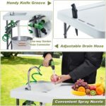 Avocahom Folding Fish Cleaning Table Portable Camping Sink with Faucet Drainage Hose