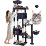 Globlazer 83 inch Cat Tree for Indoor Cats Large Adult,Dark Grey
