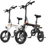 Jasion EB3 Electric Bike Adults 21mph,500W Peak Motor,270Wh Battery,Rear Suspension,3 Levels Assist,14" Folding Ebike for Adults and Teens,Complies to UL2849